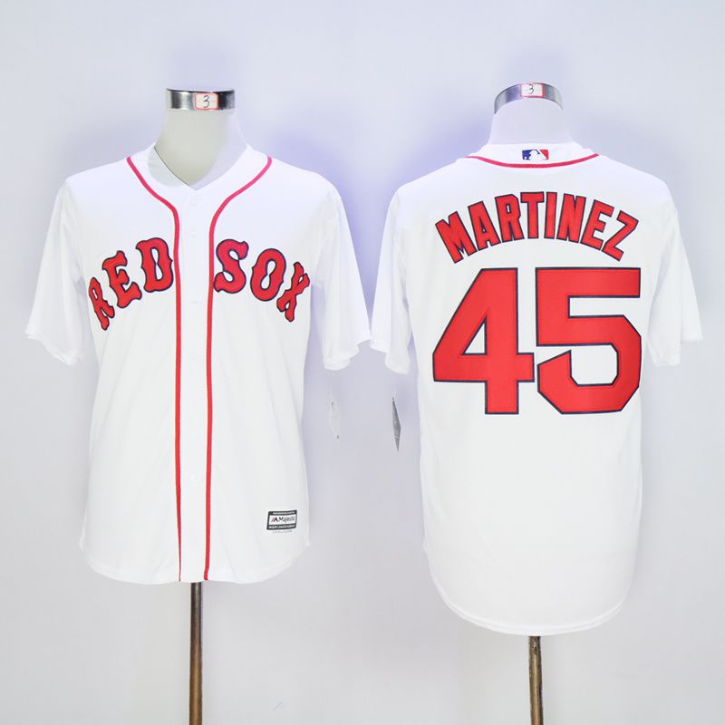 Men Boston Red Sox #45 Martinez White Throwback MLB Jerseys->boston red sox->MLB Jersey